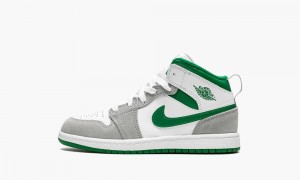 Nike Air Jordan 1 Mid SE PS 'Grey / Green' Schoenen Kinderen Wit Diepgroen Nederland | 439176-GDJ