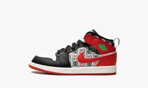 Nike Air Jordan 1 Mid SE (PS) 'Ugly Christmas Trui' Schoenen Kinderen Wit Rood Zwart Nederland | 953217-DWF
