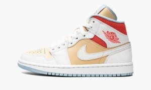 Nike Air Jordan 1 Mid SE 'Sesame' Schoenen Dames Wit Rood Nederland | 836479-NAK