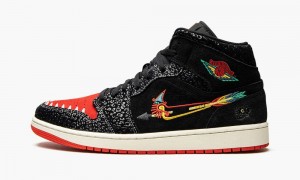 Nike Air Jordan 1 Mid SE 'Siempre Familia' Schoenen Heren Zwart Rood Nederland | 320596-AKU
