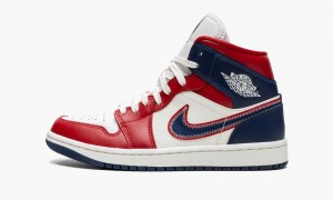 Nike Air Jordan 1 Mid SE 'USA' Schoenen Dames Rood Donkerblauw Nederland | 846230-PRB