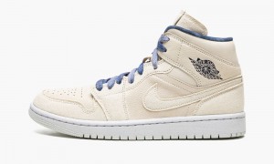 Nike Air Jordan 1 Mid 'Sanddrift' Schoenen Dames Donkerblauw Nederland | 701469-JBI