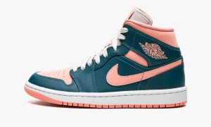 Nike Air Jordan 1 Mid Schoenen Dames Donkerturquoise Groen Nederland | 321490-SOQ