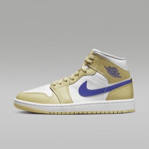 Nike Air Jordan 1 Mid Schoenen Dames Geel Wit Nederland | 418692-JMN