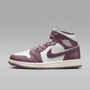 Nike Air Jordan 1 Mid Schoenen Dames Paars Wit Nederland | 726054-ZPK