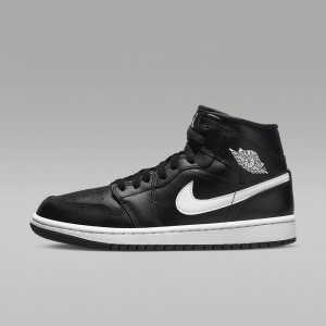 Nike Air Jordan 1 Mid Schoenen Dames Zwart Nederland | 918654-ZDC