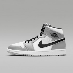 Nike Air Jordan 1 Mid Schoenen Heren Lichtgrijs Wit Zwart Nederland | 983120-EXY
