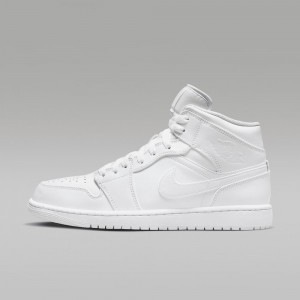 Nike Air Jordan 1 Mid Schoenen Heren Wit Nederland | 297501-NQC