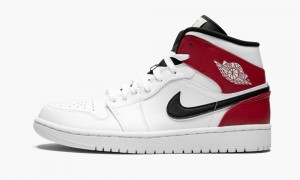 Nike Air Jordan 1 Mid Schoenen Heren Wit Zwart Rood Nederland | 640713-CEY