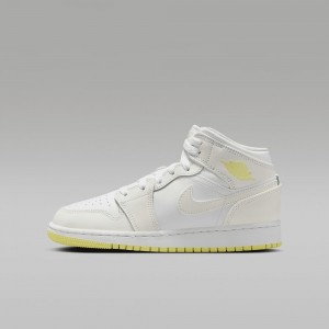 Nike Air Jordan 1 Mid Schoenen Kinderen Wit Lichtoranje Nederland | 826501-TOJ
