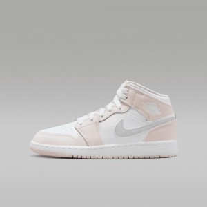 Nike Air Jordan 1 Mid Schoenen Kinderen Wit Roze Nederland | 783216-ONX