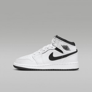 Nike Air Jordan 1 Mid Schoenen Kinderen Wit Zwart Nederland | 947581-HVI