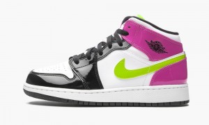 Nike Air Jordan 1 Mid Schoenen Kinderen Roze Zwart Wit Nederland | 296473-OJC
