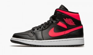 Nike Air Jordan 1 Mid 'Siren Red' Schoenen Dames Zwart Rood Wit Nederland | 795146-HBU