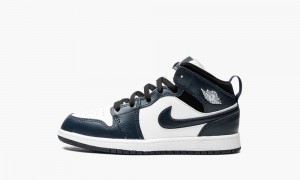 Nike Air Jordan 1 Mid TD 'Armory Navy' Schoenen Kinderen Donkerblauw Wit Zwart Nederland | 098372-EZS
