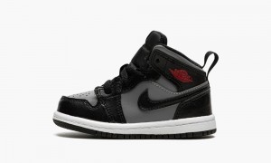 Nike Air Jordan 1 Mid (TD) Schoenen Kinderen Zwart Rood Grijs Nederland | 109782-XJP