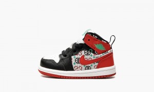 Nike Air Jordan 1 Mid TD 'Ugly Christmas Trui' Schoenen Kinderen Wit Rood Zwart Nederland | 849071-RMS