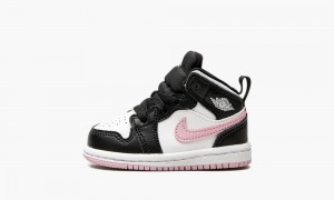 Nike Air Jordan 1 Mid TD 'White / Light Arctic Pink' Schoenen Kinderen Zwart Wit Nederland | 576084-UOQ
