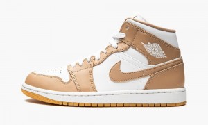 Nike Air Jordan 1 Mid 'Tan / Gum' Schoenen Heren Wit Geel Nederland | 792106-ATG