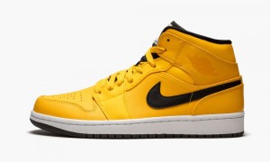 Nike Air Jordan 1 Mid 'Taxi Yellow' Schoenen Heren Goud Zwart Wit Nederland | 649537-VRU