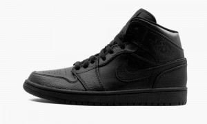 Nike Air Jordan 1 Mid 'Triple Black' Schoenen Heren Zwart Nederland | 963278-AGY