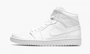 Nike Air Jordan 1 Mid 'Triple White' Schoenen Heren Wit Nederland | 135078-KYQ