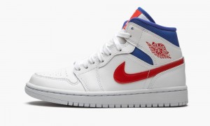 Nike Air Jordan 1 Mid 'USA' Schoenen Dames Wit Rood Nederland | 730852-YRV