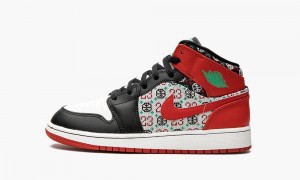 Nike Air Jordan 1 Mid 'Ugly Christmas Trui' Schoenen Kinderen Wit Rood Zwart Nederland | 348169-SHK