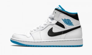 Nike Air Jordan 1 Mid 'White / Laser Blue' Schoenen Heren Wit Blauw Zwart Nederland | 628079-GHA
