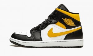 Nike Air Jordan 1 Mid 'White / Pollen / Black' Schoenen Heren Wit Zwart Nederland | 307294-RJL