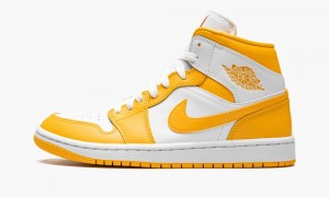 Nike Air Jordan 1 Mid 'White / University Gold' Schoenen Dames Wit Goud Nederland | 942510-QAV