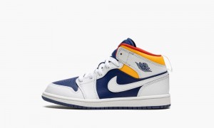 Nike Air Jordan 1 Mid 'hite Deep Royal Blue' Schoenen Kinderen Wit Oranje Nederland | 325768-IHV