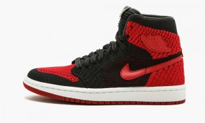 Nike Air Jordan 1 Ret Hi Flyknit BG Schoenen Kinderen Zwart Rood Wit Nederland | 567480-WGR