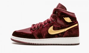 Nike Air Jordan 1 Ret Hi PREM HC GG 'VELVET' Schoenen Kinderen Bordeaux Metal Goud Nederland | 078459-VUG
