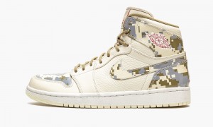 Nike Air Jordan 1 Retro 'Digi-Camo' Schoenen Heren Beige Rood Camo Zilver Nederland | 329517-ITG