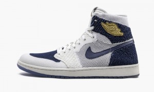 Nike Air Jordan 1 Retro HI Flyknit 'Derek Jeter - RE2PECT' Schoenen Heren Donkerblauw Metal Nederland | 095487-QPA