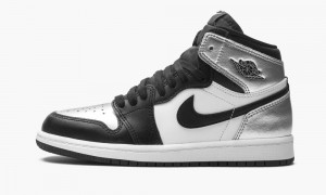 Nike Air Jordan 1 Retro High PS 'Silver Neus' Schoenen Kinderen Zwart Metal Zilver Wit Nederland | 965734-AVQ