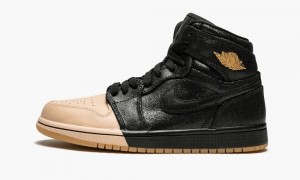 Nike Air Jordan 1 Retro High P Schoenen Dames Zwart Metal Goud Nederland | 589637-CWV