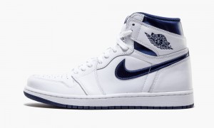 Nike Air Jordan 1 Retro 'Metallic Navy' Schoenen Heren Wit Donkerblauw Nederland | 493627-LFK