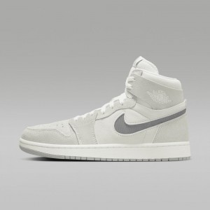 Nike Air Jordan 1 Zoom CMFT 2 Schoenen Dames Wit Lichtzilver Grijs Nederland | 479382-TMA