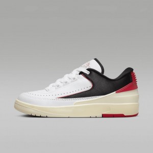 Nike Air Jordan 2 Low "Black Satin" Schoenen Dames Wit Zwart Rood Nederland | 427391-UED