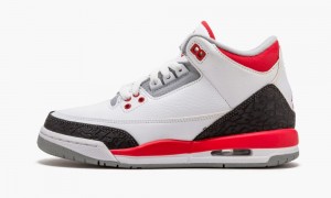 Nike Air Jordan 3 Retro (GS) 'Fire Red' Schoenen Kinderen Wit Rood Zilver Zwart Nederland | 983602-SAT