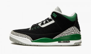 Nike Air Jordan 3 Retro 'Pine Green' Schoenen Heren Zwart Diepgroen Zilver Wit Nederland | 278450-TBF