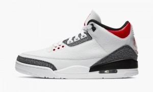 Nike Air Jordan 3 Retro SE-T Denim 'Japan Exclusive - Fire Red' Schoenen Heren Wit Rood Zwart Nederland | 382564-GAQ