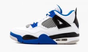 Nike Air Jordan 4 Retro BG 'Motorsport' Schoenen Kinderen Wit Koningsblauw Zwart Nederland | 715409-WYN