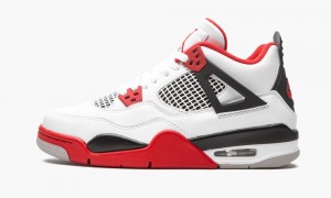 Nike Air Jordan 4 Retro GS 'Fire Red' Schoenen Kinderen Wit Rood Zwart Grijs Nederland | 462583-FDZ
