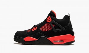 Nike Air Jordan 4 Retro GS 'Red Thunder' Schoenen Kinderen Zwart Wit Rood Nederland | 605124-KSF