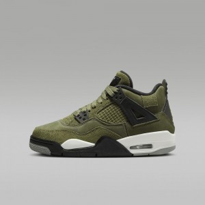 Nike Air Jordan 4 Retro SE Craft Schoenen Kinderen Olijfgroen Khaki Zwart Lichtgeel Nederland | 014259-OIU