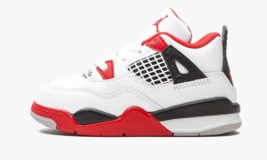 Nike Air Jordan 4 Retro (TD) 'Fire Red 2020' Schoenen Kinderen Wit Rood Zwart Grijs Nederland | 085476-EUQ