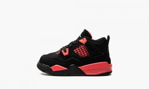 Nike Air Jordan 4 Retro TD 'Red Thunder' Schoenen Kinderen Zwart Wit Rood Nederland | 407368-KYI
